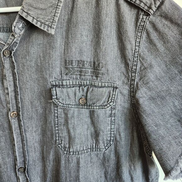 Buffalo David Bitton Short Sleeve Button Down Pocket Shirt Men's XL Gray 0879 - Picture 3 of 12